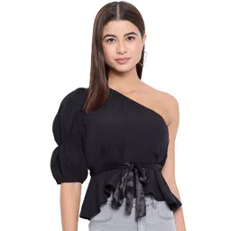 ALL WAYS YOU One Shoulder Puff Sleeve Cinched Waist Top-picture-39