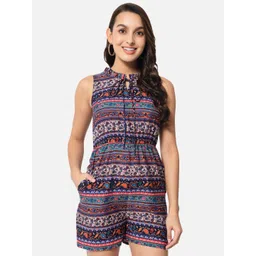 ALL WAYS YOU Printed Tie-Ups Neck Sleeveless Playsuit-image-7