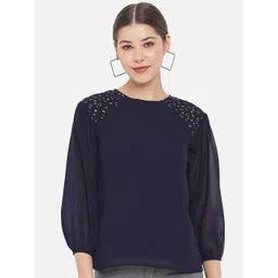 ALL WAYS YOU Round Neck Puffed Sleeves Top-picture-34