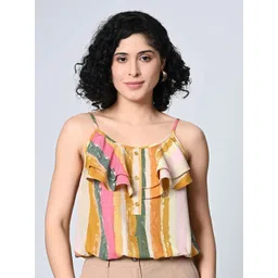 ALL WAYS YOU Striped Crepe Top image 1