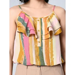 ALL WAYS YOU Striped Crepe Top image 2