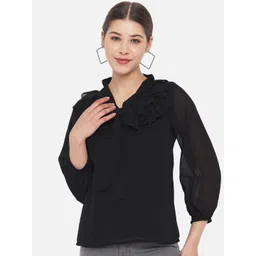 ALL WAYS YOU Tie-Up Neck Ruffle Georgette Top-picture-35