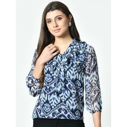 ALL WAYS YOU Women Floral Printed Tie-Up Neck Chiffon Top-picture-41