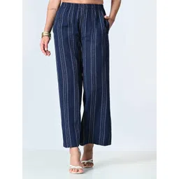 ALL WAYS YOU Women Striped Crepe Palazzos-picture-37