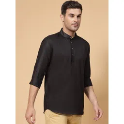 allan peter Band Collar Straight Short Cotton Kurta image 2