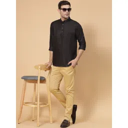allan peter Band Collar Straight Short Cotton Kurta image 3