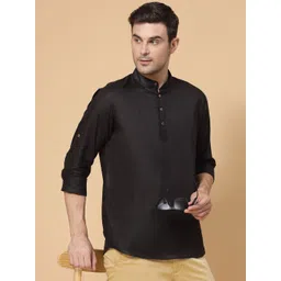 allan peter Band Collar Straight Short Cotton Kurta image 5