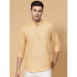allan peter Mandarin Collar Roll-Up Sleeve Pure Cotton Kurta-picture-37