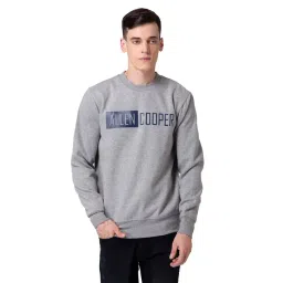 Allen cooper Grey Melange Regular Fit Printed Sweatshirt image 1