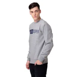 Allen cooper Grey Melange Regular Fit Printed Sweatshirt image 3