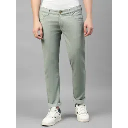 Allen cooper Light Green Regular Fit Lightly Washed Jeans-picture-45