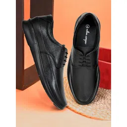 Allen Cooper Men Black Textured Leather Derbys Formal Shoes-picture-40