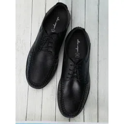 Allen Cooper Men Black Textured Leather Sneakers-picture-29