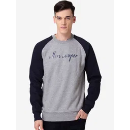 Allen Cooper Men Grey Melange & Black Printed Sweatshirt-picture-41
