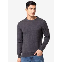 Allen Cooper Men Grey Round Neck Sweater-image-16