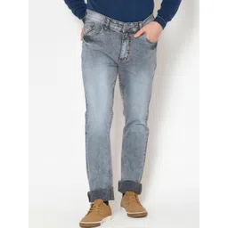 Allen Cooper Men Grey Slim Fit Heavy Fade Stretchable Jeans-picture-40