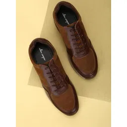 Allen Cooper Men Leather Lace-Ups Round Toe Sneakers-picture-44