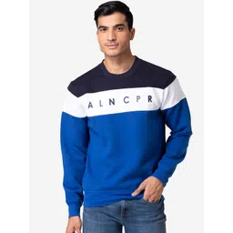 Allen Cooper Men Navy Blue Colourblocked Sweatshirt-picture-42