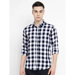 Allen Cooper Men Slim Fit Gingham Checks Opaque Checked Casual Shirt-picture-22
