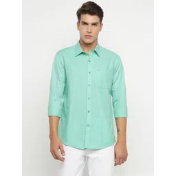 Allen Cooper Men Solid Spread Collar Cotton Casual Shirt-image-8