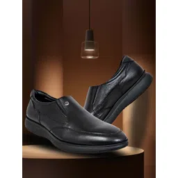 Allen Cooper Men Textured Leather Formal Slip-On Shoes-picture-18