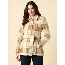 Allen Solly Beige Checked Long Sleeves Jacket-picture-27