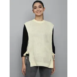 Allen Solly Beige Cotton Sleeveless Sweater-picture-32