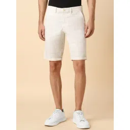 Allen Solly Beige Cotton Slim Fit Checks Shorts-picture-36