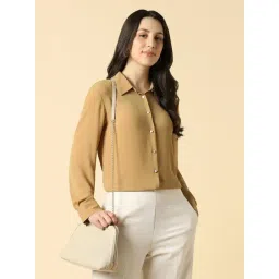 Allen Solly Beige Polyester Solid Shirt-picture-17
