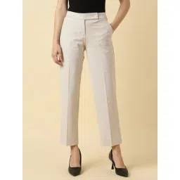 Allen Solly Beige Polyester Solid Trousers-picture-13