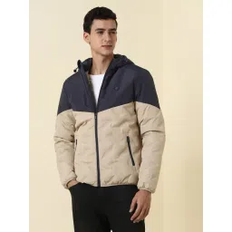 Allen Solly Beige Regular Fit Colour Block Hooded Jacket-picture-37