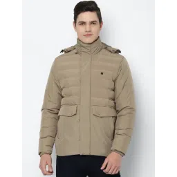 Allen Solly Beige Regular Fit Self Pattern Hooded Jacket-picture-38