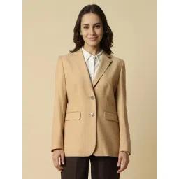 Allen Solly Beige Regular Fit Solid Blazer-picture-34