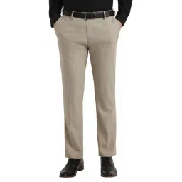 Allen Solly Beige Slim Fit Solid Trousers-picture-42