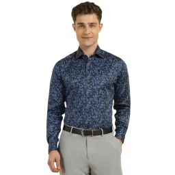 Allen Solly Black & Blue Cotton Regular Fit Printed Shirt-picture-37