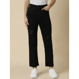 Allen Solly Black Cotton Distressed Mid Rise Jeans-picture-41