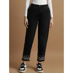 Allen Solly Black Cotton Embroidered Mid Rise Jeans-picture-39