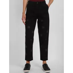 Allen Solly Black Cotton Floral Print Mid Rise Jeans-picture-47