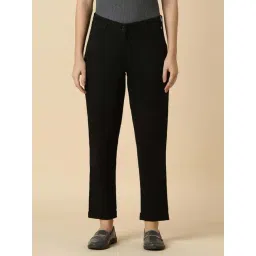 Allen Solly Black Cotton Mid Rise Formal Trousers-picture-11
