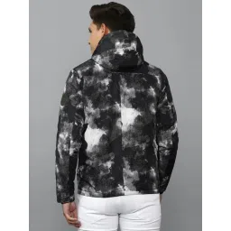 Allen Solly Black Cotton Regular Fit Printed Hooded Jacket image 2