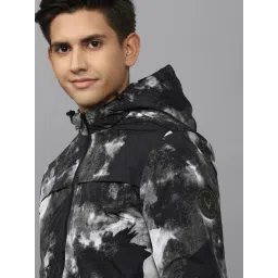 Allen Solly Black Cotton Regular Fit Printed Hooded Jacket image 4