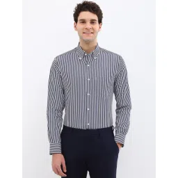 Allen Solly Black Cotton Regular Fit Stripes Shirt-picture-40
