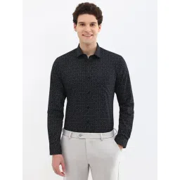 Allen Solly Black Cotton Slim fit Geometric Shirts-picture-16