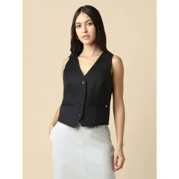 Allen Solly Black Regular Fit Waistcoat image 1