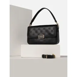 Allen Solly Black Textured Free Size Sling Handbag-picture-26