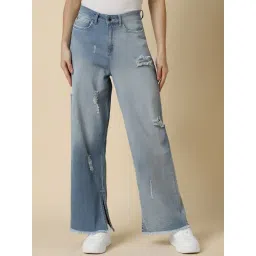 Allen Solly Blue Cotton Distressed Mid Rise Jeans-picture-20