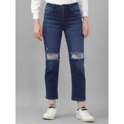 Allen Solly Blue Cotton Distressed Mid Rise Jeans-picture-20