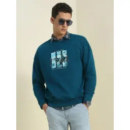 Allen Solly Blue Cotton Loose Fit Printed Sweatshirt-picture-31