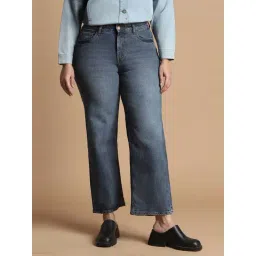 Allen Solly Blue Cotton Mid Rise Flared Jeans-picture-42