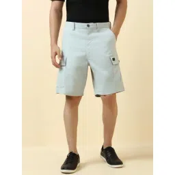 Allen Solly Blue Cotton Regular Fit Cargo Shorts-picture-18